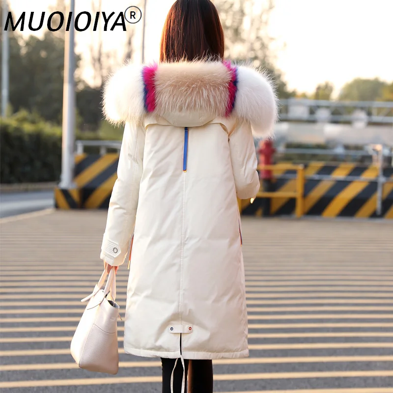 

Thick Warm Winter Down Coat Female Large Raccoon Fur Hooded Clothes 2022 Korean Long Duck Down Jacket Ladies Hiver 52982