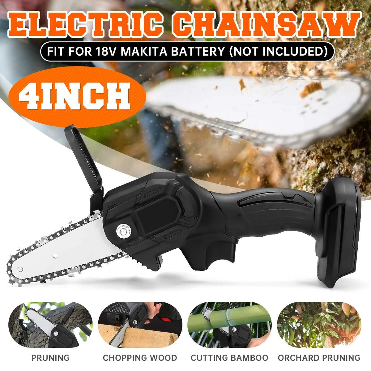 

550W 24V Mini Chainsaw Cordless Electric Saw Tree Branch Cutter Brushless Motor Lightweight Pruning Shears for Makita Battery