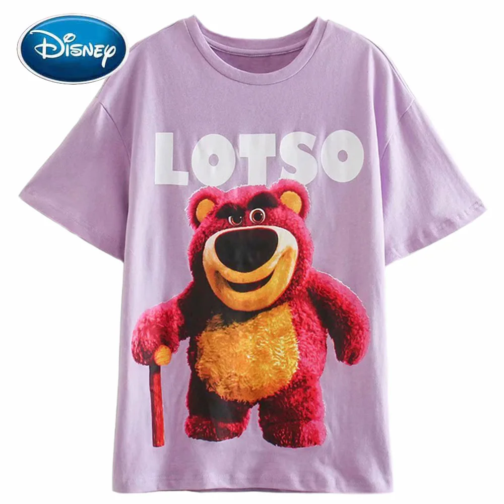 Disney Fashion Bear Losto/Милая женская футболка с принтом героев мультфильмов пуловер