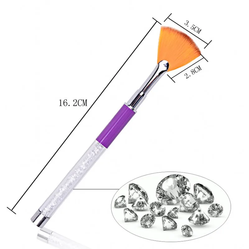 1 кисть для ногтей в форме веера ручка Стразы с кристаллами блестящая дизайна