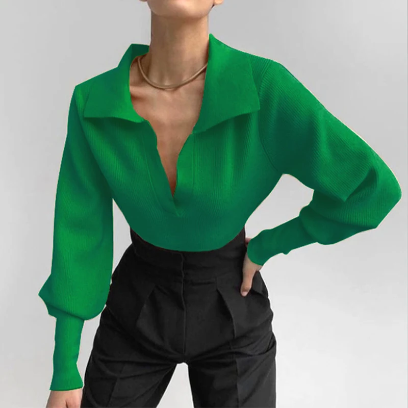 Женский Однотонный свитер с воротником-поло пуловеры новинка зимы 2021 Элегантные