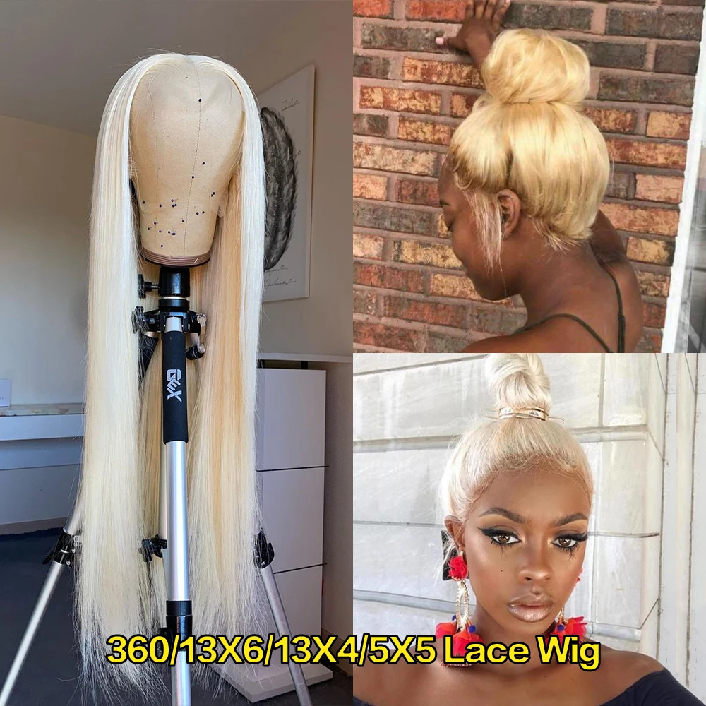 

360 HD Lace Front Human Hair Wigs 613 Blonde Brazilian Virgin 13x6 13x4 Glueless Frontal Straight 5x5 Closure Wig PrePlucked 180