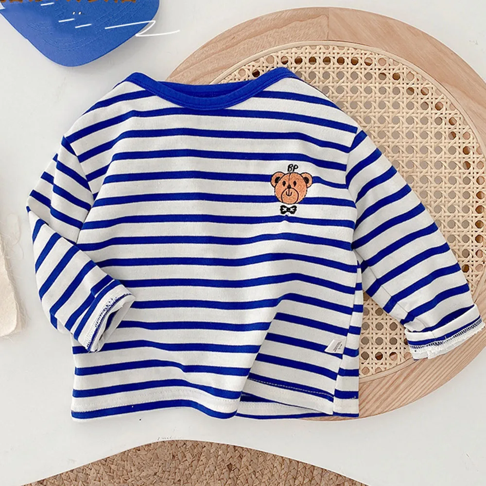 

Boys T Shirts Long Sleeve Striped Cartoon O-Neck Spring Autumn Casual School Boutique Kids Clothing Dropshipping