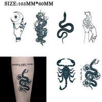 snake temporary tattoo sticker flowers animals skulls waterproof fake tattoo for men and women 10560mm