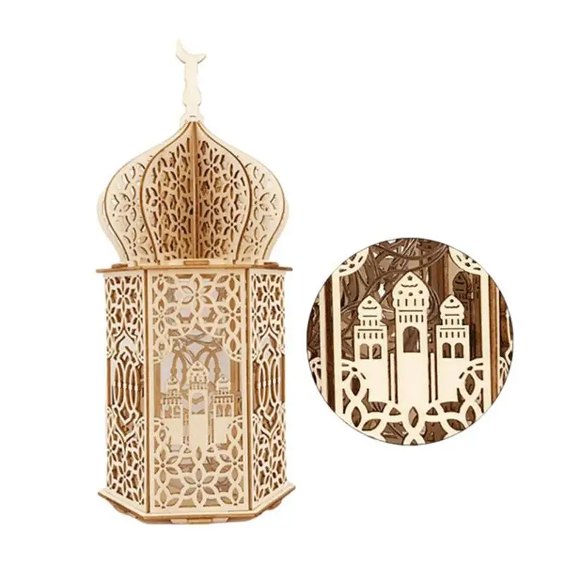 

Muslim Festival Light Ramadan Eid Mubarak Decorations Wooden Islam Home Party Decor Palace Supplies Lighthouse Lamp LED G3P7