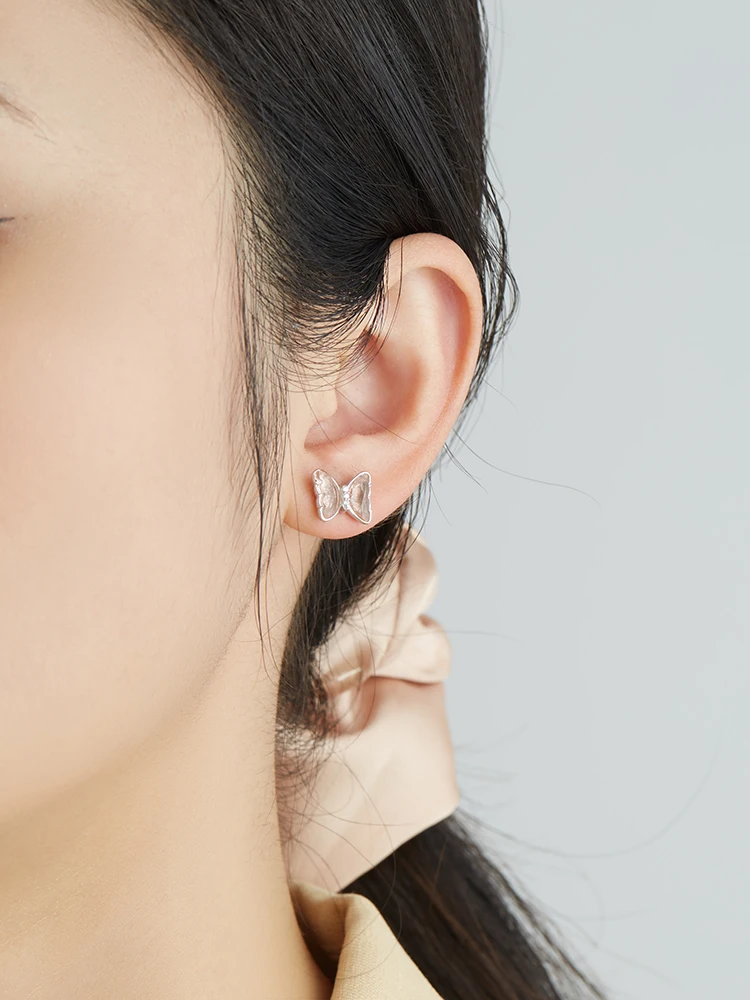 

ZEMIOR 925 Sterling Silver Earring Luxury Butterfly Women Earrings Pink Austria Crystal Fine Jewelry Hot Selling Party Gift