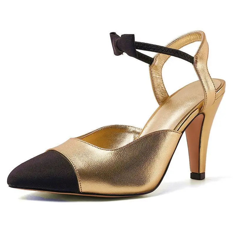 

Multicolored Sandals Strappy Heels Female Shoe 2021 Women's Shallow Mouth Large Size Girls Pointed New Elastic Band Sexy Stilet