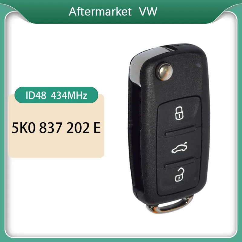 

CN001035 для нового послепродажного пульта дистанционного откидного ключа VW с 3 кнопками 434 МГц ID48 FCC 5K0 837 202 E