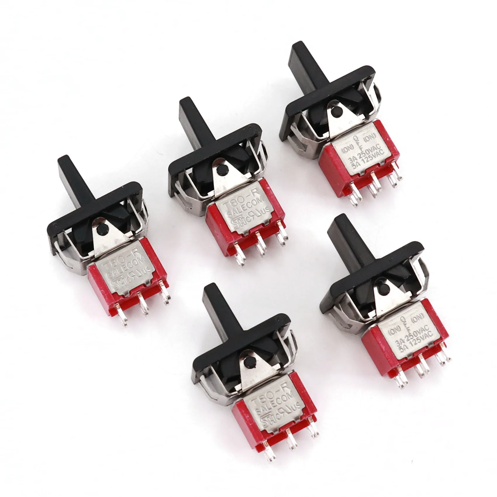 

5Pcs SH T80-R Series R8018A-P14 6Pin Momentary MOM-OFF-MOM Self-Return DPDT Mini Rocker and Paddle Switch