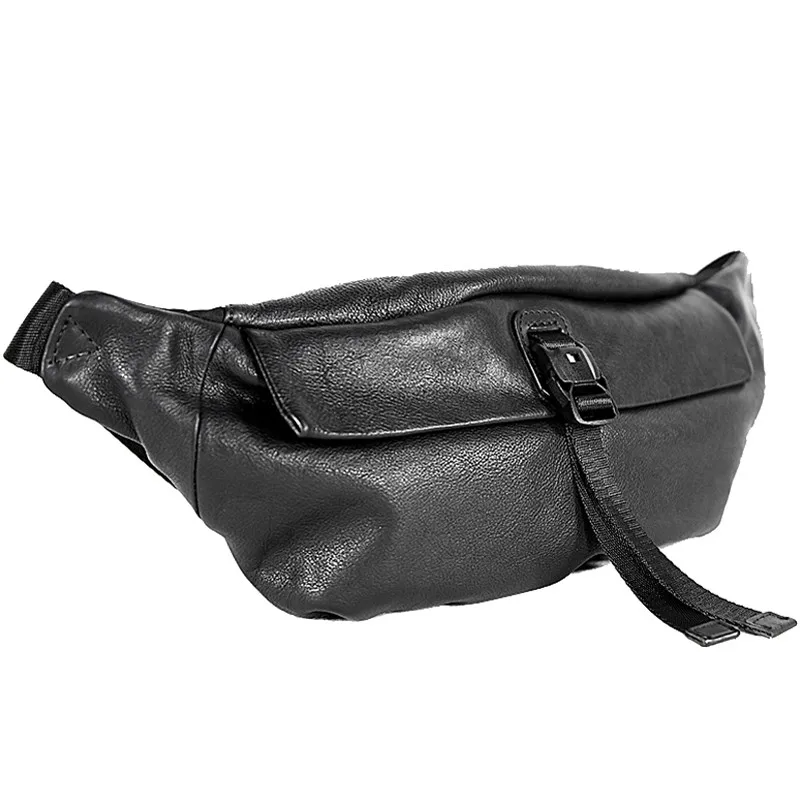 Black PNDME, модный дизайн, натуральная кожа, Мужская нагрудная сумка в стиле casual из мягкой телячьей кожи черная сумка через плечо, высокое качество, для подростков, сумки на пояс - Цвет: Black