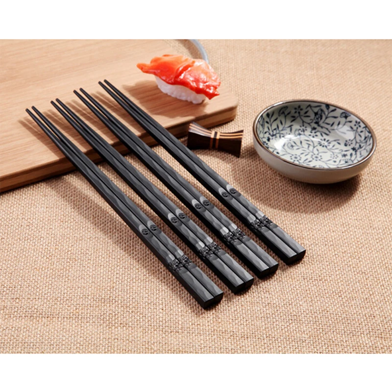 

1 Pair Chinese Chopsticks Tableware Food Stick Alloy Catering Utensils Sushi Sticks Non-Slip Household Kitchen Tool Chinese Gift