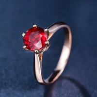 new fashion natural garnet stone amethyst simple rose gold redpurple crystal rings for women engagement wedding gift jewelry