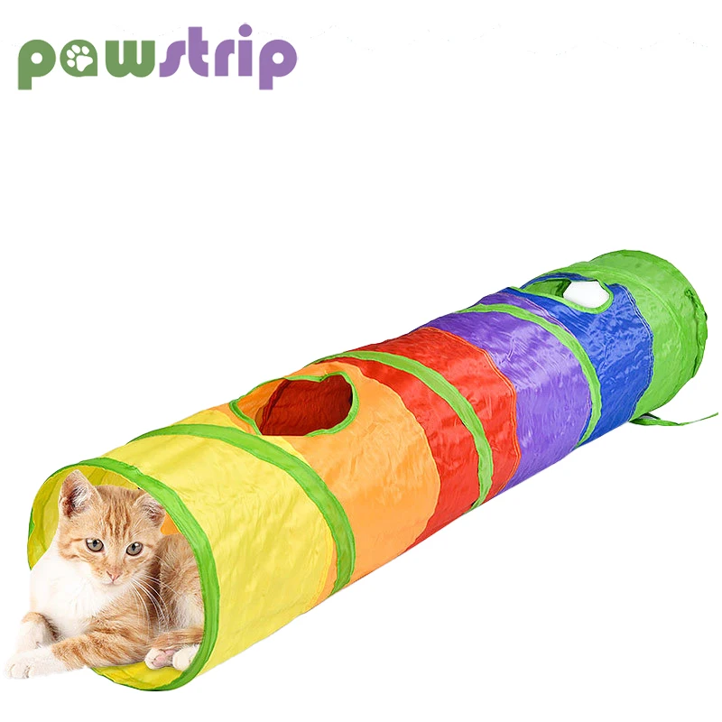 Складной туннель для кошек с 2 отверстиями красочные комнатные и уличные игрушки
