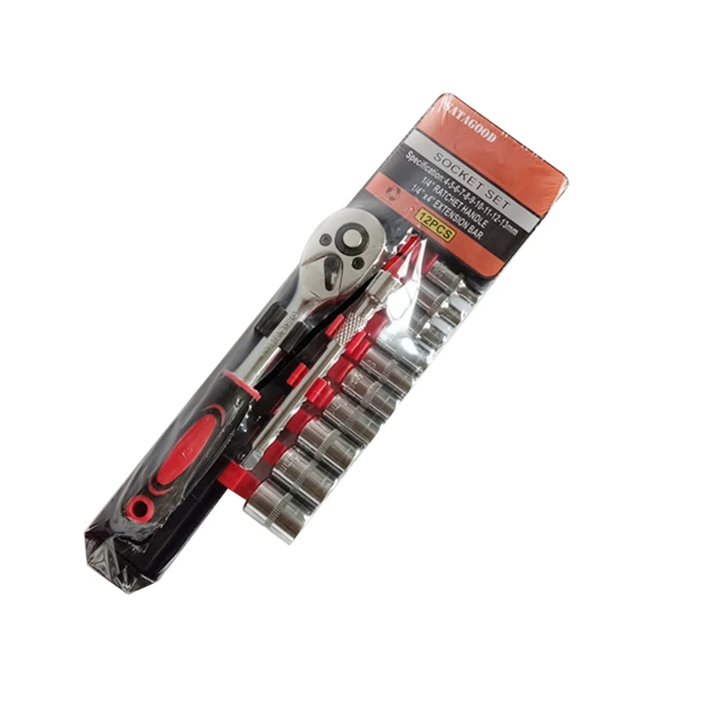 

12PCS Socket Wrench Set CR-V Drive Ratchet Wrench Spanner Fast ratchet wrench Socket Combination for Mountain Bicycle Repair