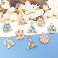 5pcs enamel plated mosaic charms for diy findings fashion necklace pendant bracelet earring crafts jewelry making accessories