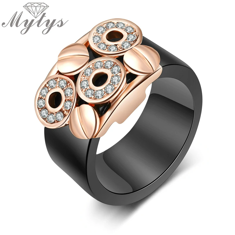 Mytys модное черное кольцо акриловое и Кристальное невидимое с желтой белой