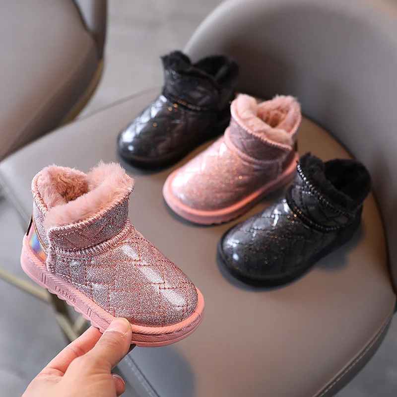 

Unisex Fashion Boots for Kids Shoes for Toddler Girl Winter Boots Baby Boy Shoes Ankle Little Girl Shoe Grid Snow Boots 1-8 Year