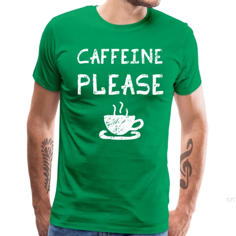 Мужская Повседневная футболка с кофеином 100% хлопок летние футболки коротким