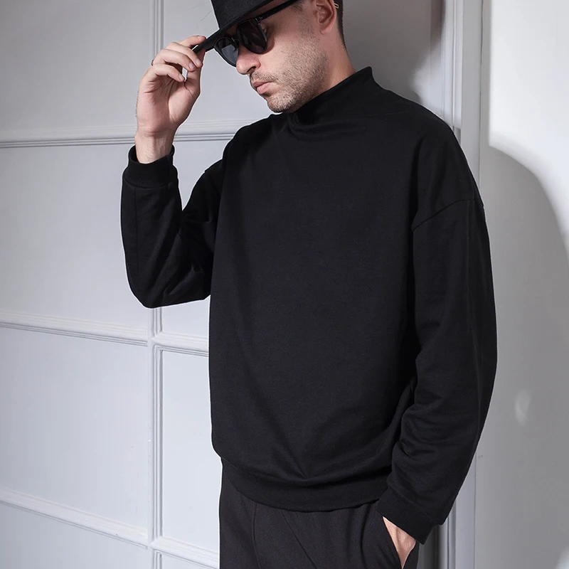 Мужская зимняя куртка из замши с высоким воротником без застежки в стиле хип хоп