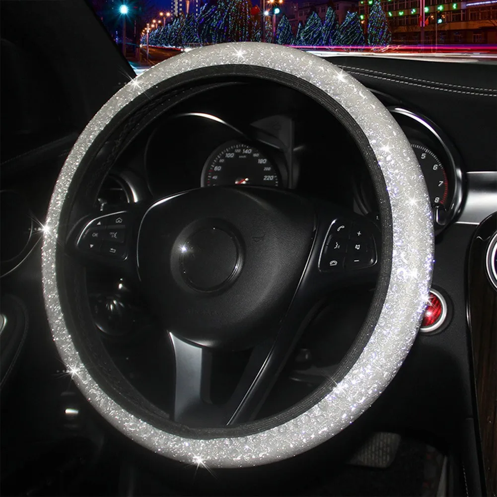 

Car Steering Wheel Cover Bling Leopard 37cm-38cm Non-slip PU Leather Four Seasons Universal High Quality