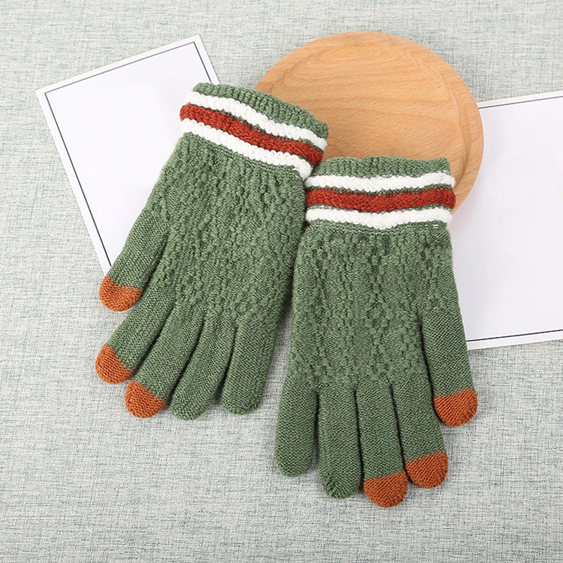 Женские модные шерстяные вязаные перчатки теплые зимние повседневные