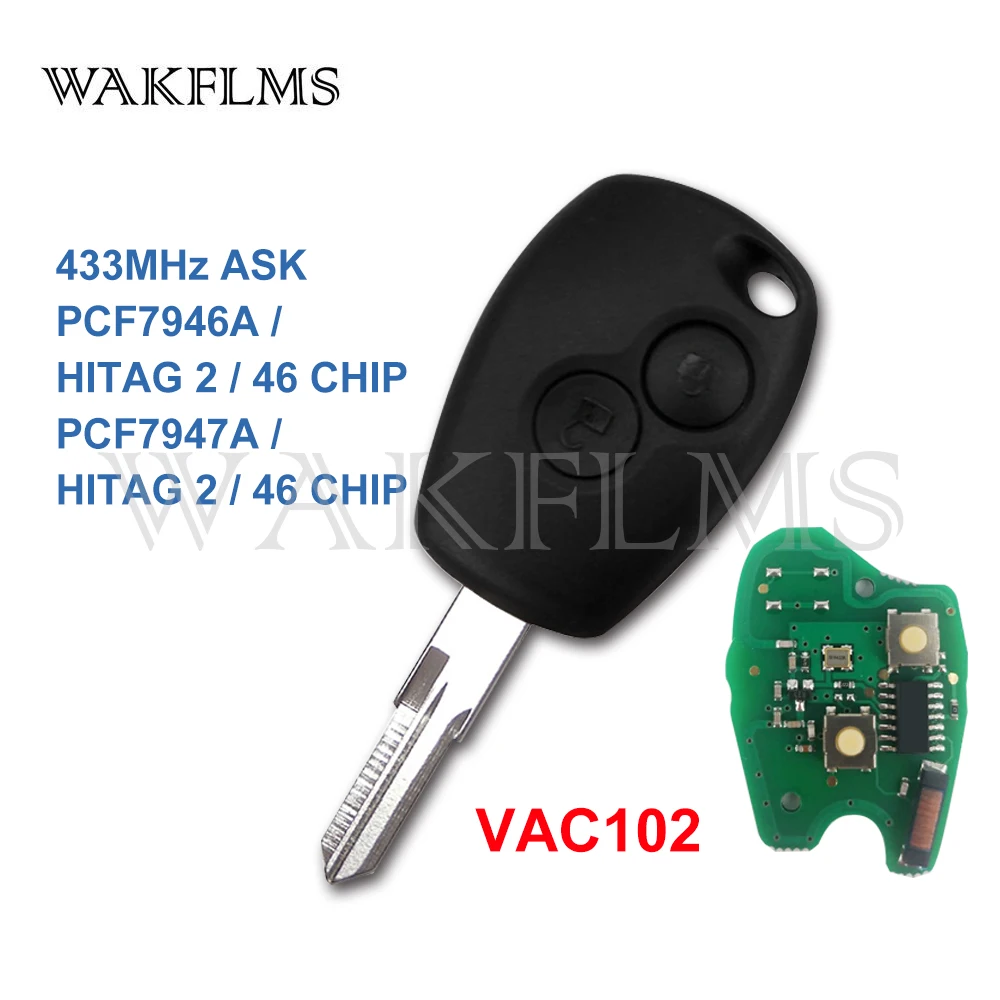 PCF7946A / PCF7947A VAC102 дистанционный ключ брелок от машины для Renault Clio III 3 Modus Kangoo 2006 2007 2008