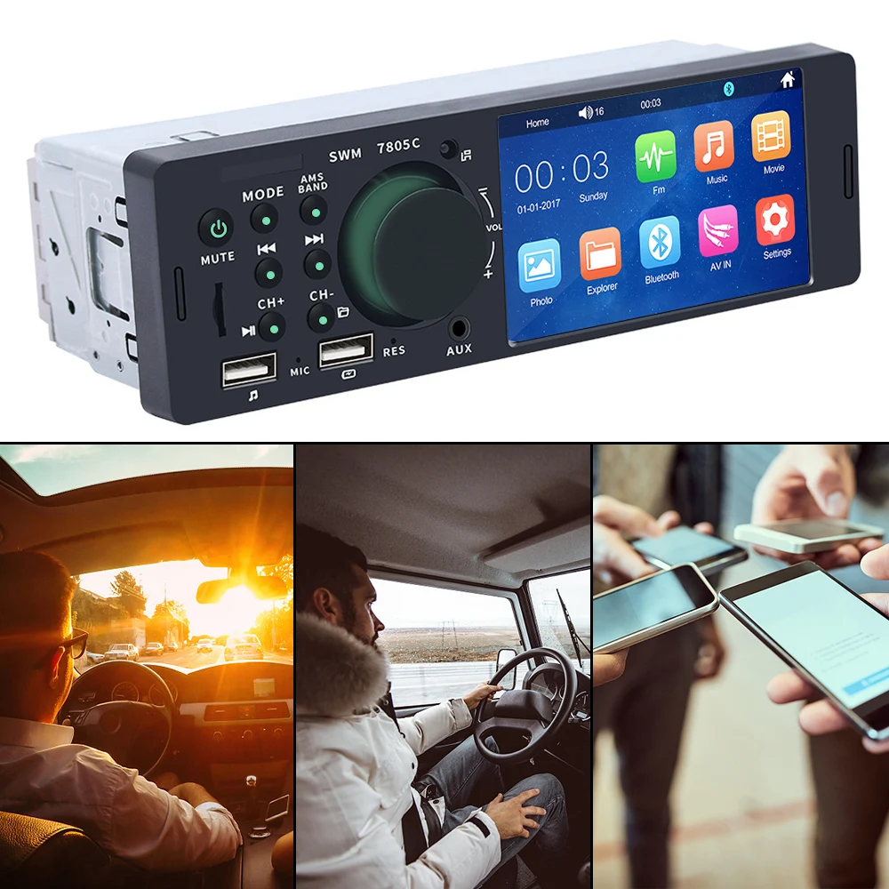 Автомагнитола 7805C с поддержкой Bluetooth 1 Din аудиовидео стереопроигрыватель