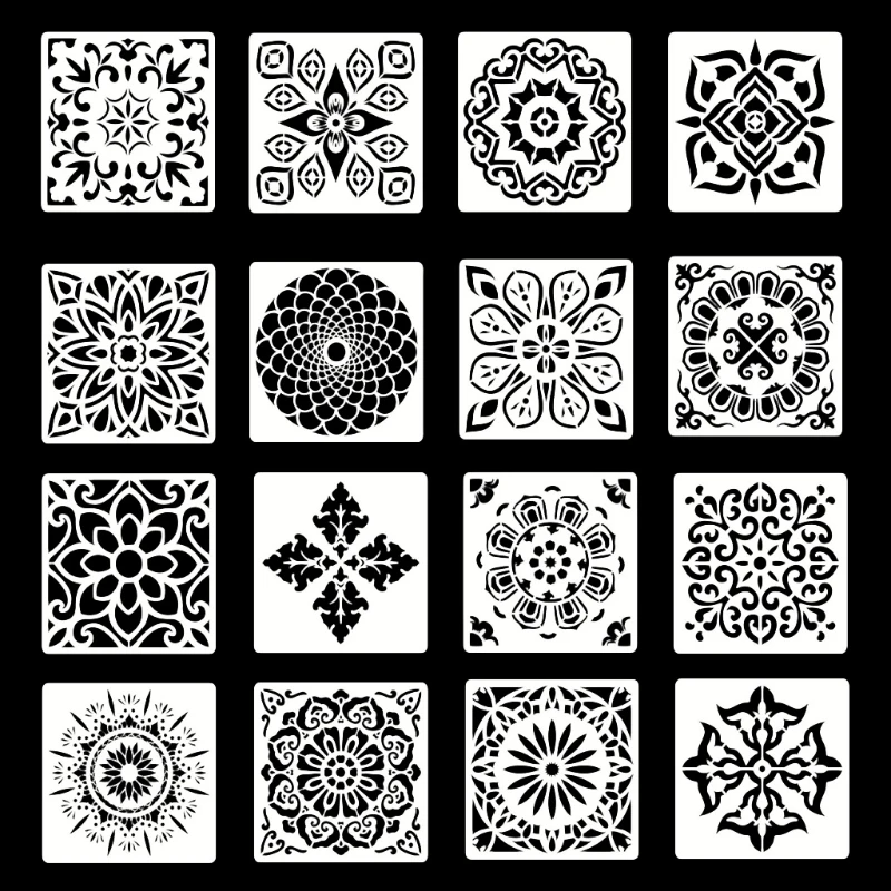 

16 Pcs Mandala Stencils PET Drawing Templates Set for Home School Party Decors