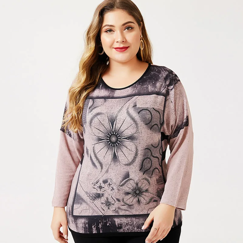 5XL Плюс размер женской одежды 2019 года осень Новый O образный вырез экзотического