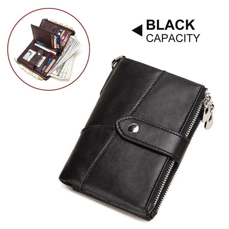 889-black Genuine Leather Women Wallet GZCZ Casual Men Wallet Women Long Wallet In Women`s Wallet and Purses Retro Rfid Women Short Wallet - Цвет: 889-black