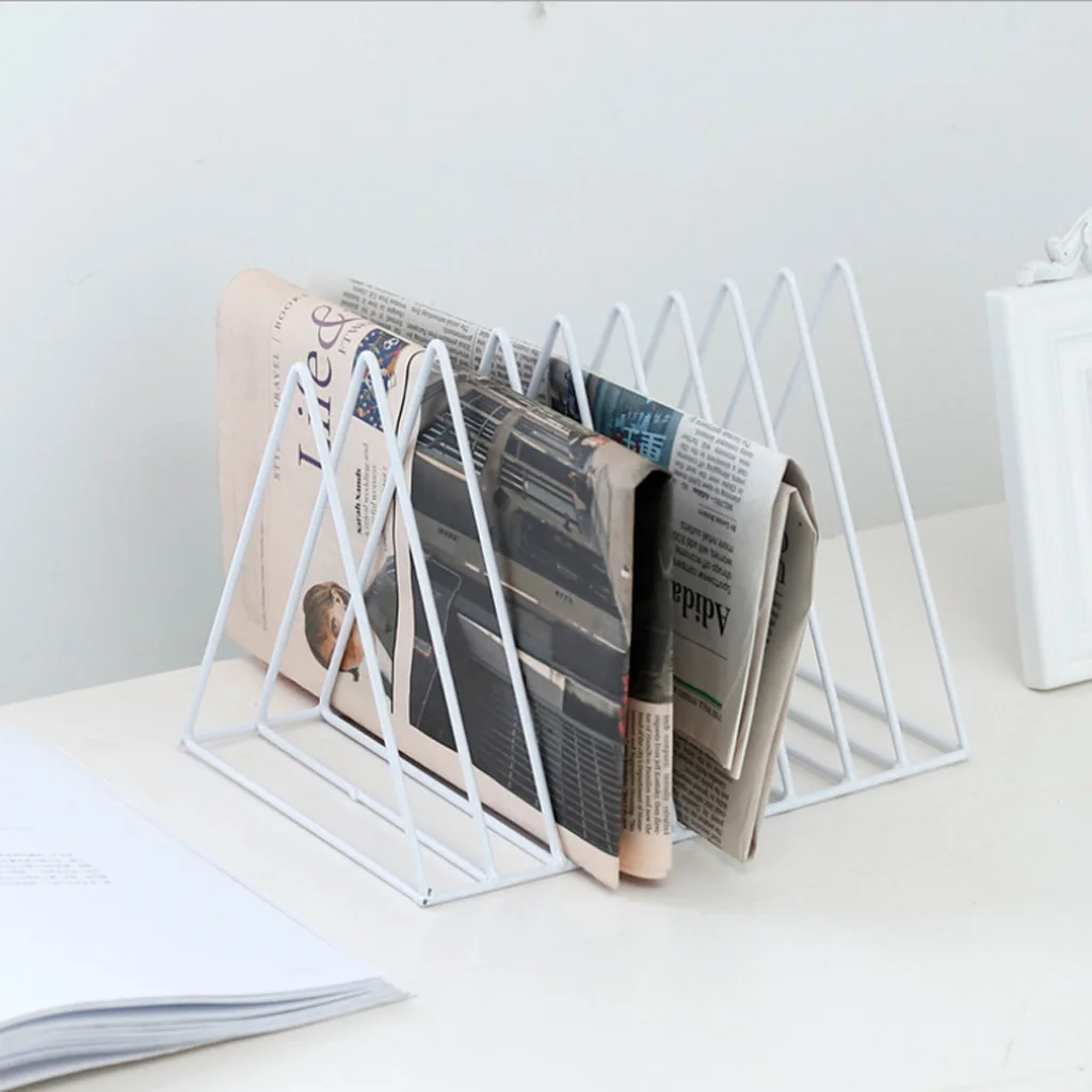 Metal Desk Book Holder Modern Minimalist Bookshelf Magazine Newspapers Storage For Home Office |