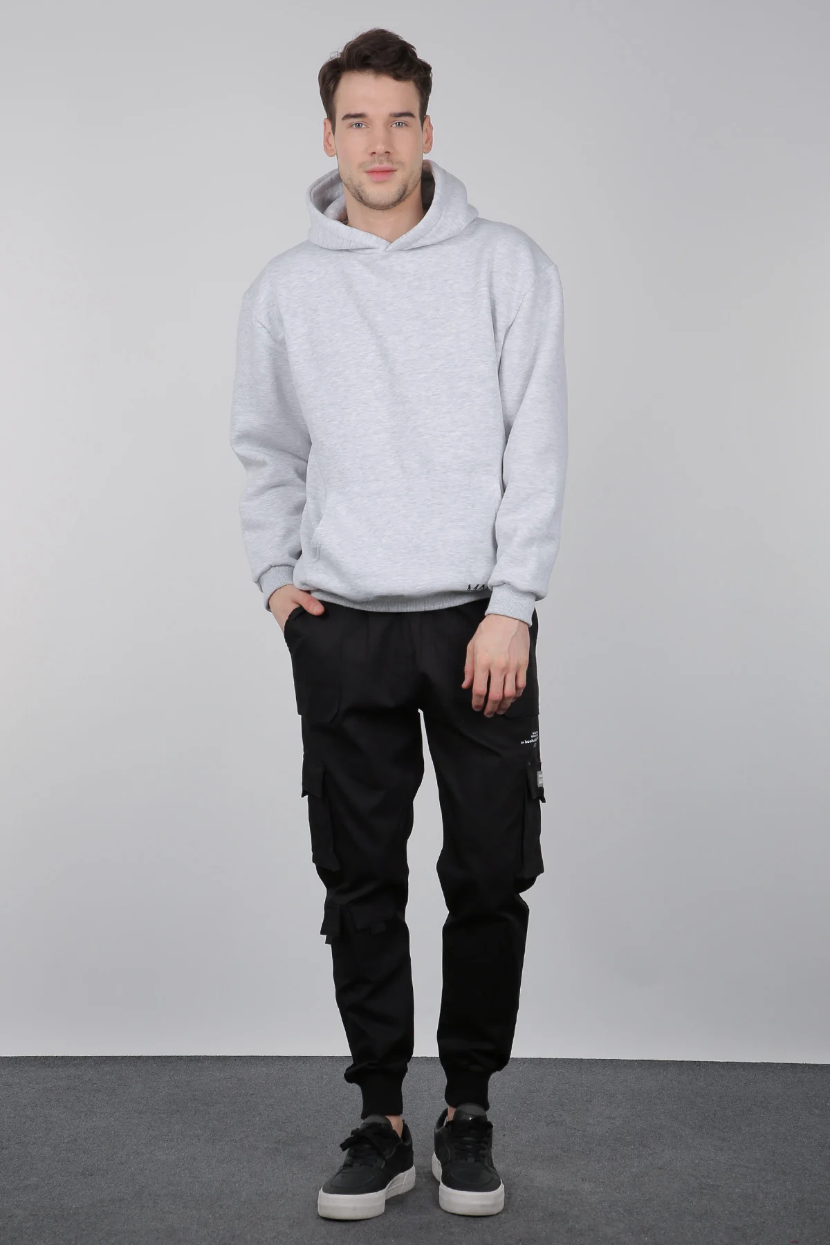 

Gray Raised Kangaroo Pocket Mens Sweatshirt