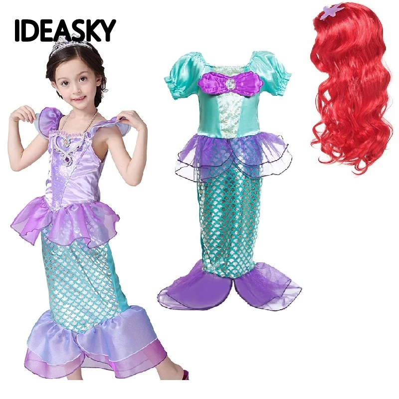 Платье принцессы Ариэль для маленьких девочек Детский маскарадный костюм