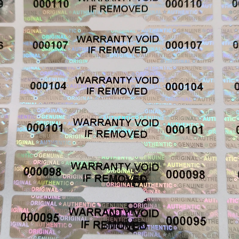 1000pcs Holographic Sealing Stickers，Tamper Proof Void  Security Label，Warranty Serial Number Sticker，Customized Logo,50mmx10mm
