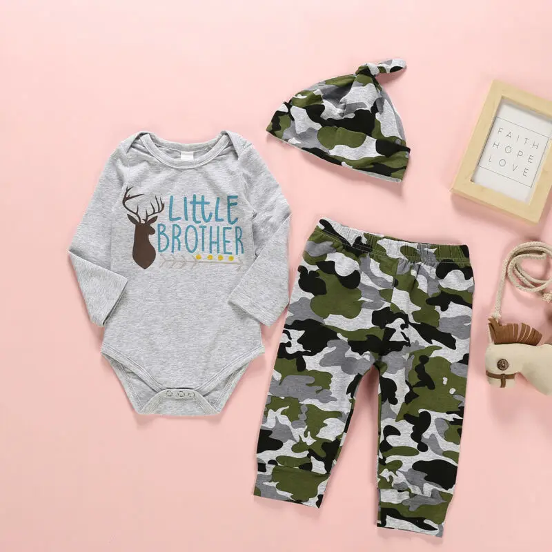 Новый милый Камуфляжный принт для новорожденных мальчиков Детская осенняя