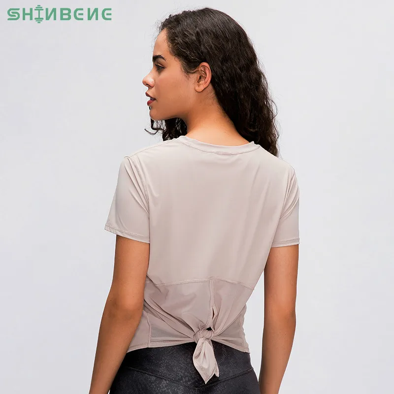 SHINBENE из сетки на спине кусков для занятий йогой спортивные футболки детей женщин