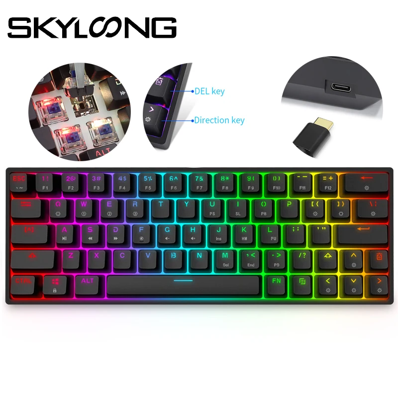 SKYLOONG GK64 Mechanical Keyboard Optical Hot Swappable Programmable RGB ABS Keycaps Gaming Keyboard for PC/WIN