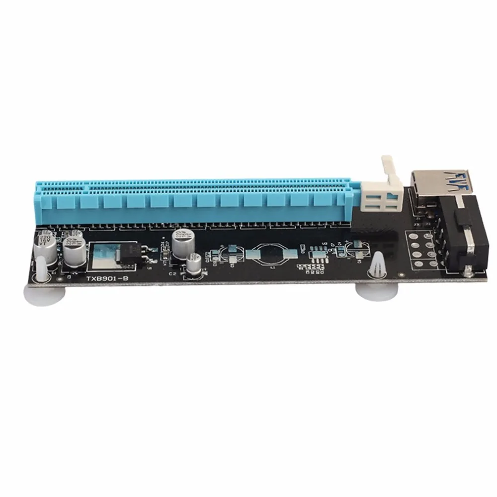Мини PCI-E Экспресс переходная карта PCI-E карта 1x к 16x с SATA 4pin Кабель USB 3,0 для Биткойн Шахтер BTC машина