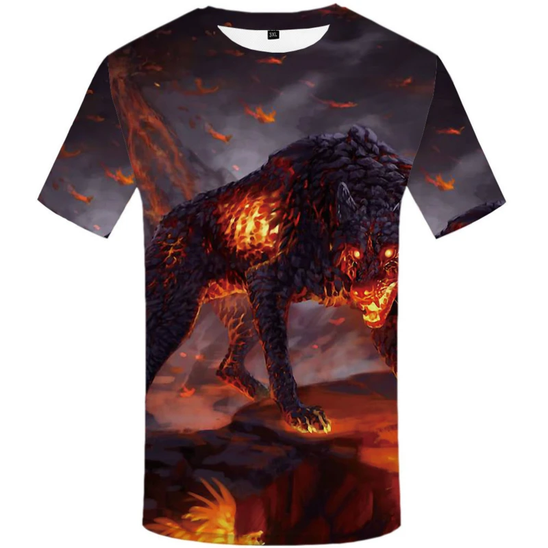 Мужская Летняя персонализированная 3D футболка с принтом волка унисекс