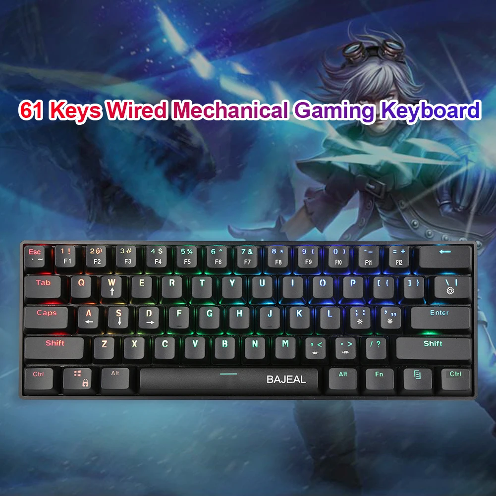 

Motospeed CK61 Mechanical Gaming Keyboard 61 Key RGB Backlit Red Blue switch Type-C with Outemu Switch for Russian Computer