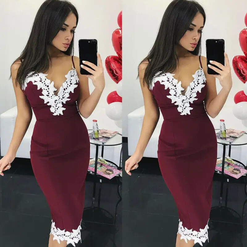 Облегающее Сексуальное Женское платье с открытыми плечами Кружевное облегающее
