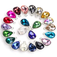 10pcs crystal bead pendant for jewelry making loose faceted drop shaped colorful faceted diy earrings necklace accessories