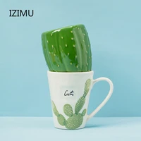creative cactus ceramic cups family drinkware water cup gift box set green tumbler glassware christmas gift funny coffee cups