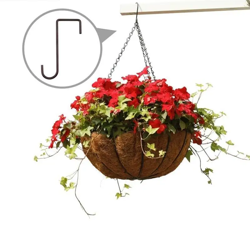 

6pcs Cross-Border Hot Sale Gardening Steel Metal Hook Flower Trough Bird Feeder Fence Hook Chandelier Flower Basket Gardening
