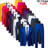 2021 royal blue tuxedo 2 piece men wedding party formal blazer coat and pants vest big size s 6xl mens suits black gray red
