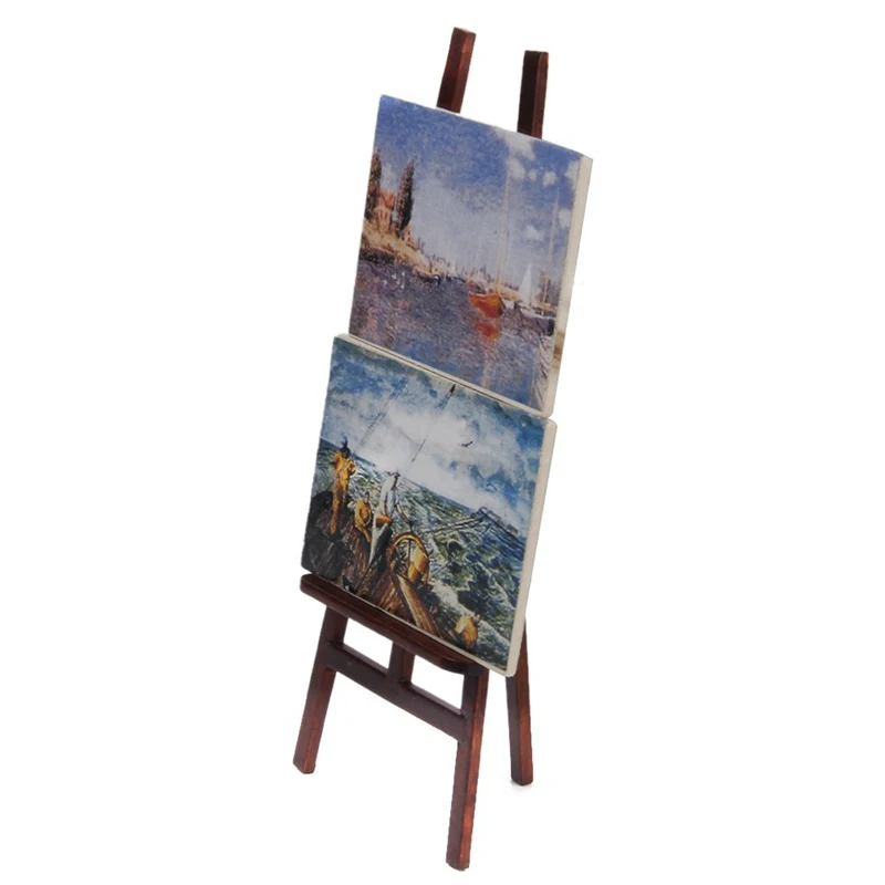 Лидер продаж 1:12 Кукольный дом Миниатюрный мольберт для художника с 2 картины | Дом