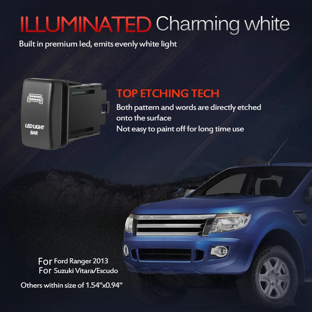 СВЕТОДИОДНЫЙ Автомобильный выключатель MICTUNING с кнопочным выключателем 12 В белый