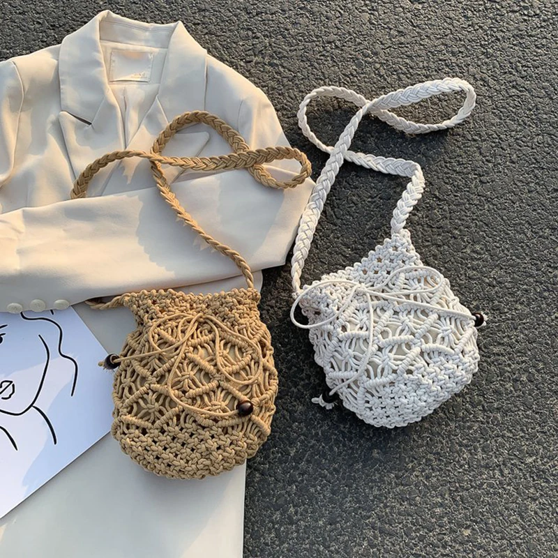 Летние мини-сумки для женщин Пляжная соломенная сумка из ротанга |