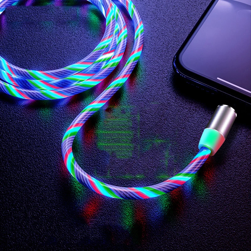 Магнитный Кабель с разъемом Micro USB Type C для струящийся свет LED гибкий кабель iPhone X XS