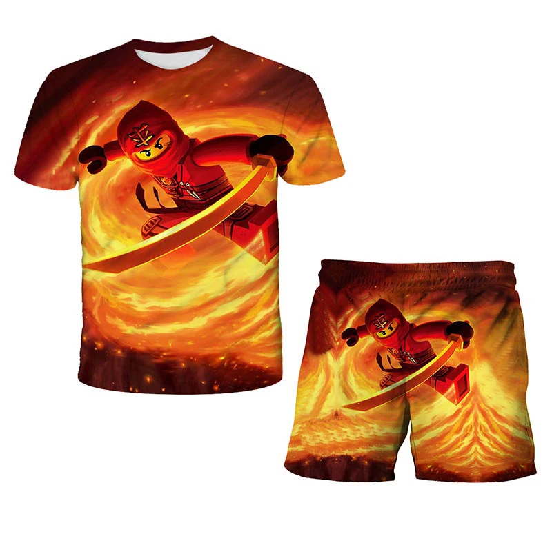 

Summer Boy Clothes Japan Anime 3D Cartoon Tshirt Sets Kids Lovely Printing Suit New Fashion Parent-child Outfit Comfortable Suit